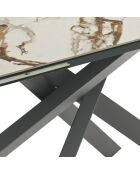 Table de salle à manger en verre Vicenza extensible marbre calacatta/anthracite - 160/240 cm