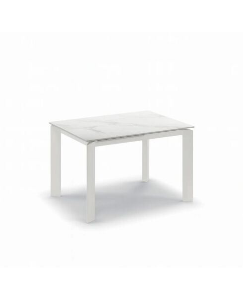 Table de salle à manger en céramique Como extensible marbre blanc - 120/170 cm