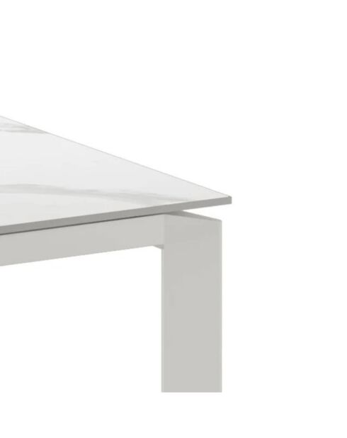 Table de salle à manger en céramique Como extensible marbre blanc - 120/170 cm