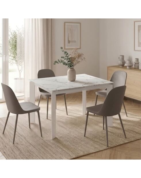 Table de salle à manger en céramique Como extensible marbre blanc - 120/170 cm