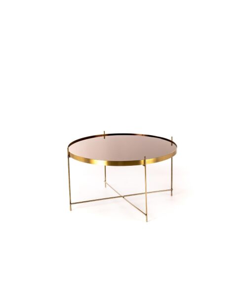 Table basse en verre trempé Bassano 70 bronze/laiton - 70 x 70 x 40 cm