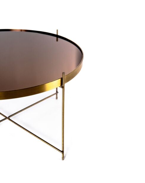 Table basse en verre trempé Bassano 70 bronze/laiton - 70 x 70 x 40 cm