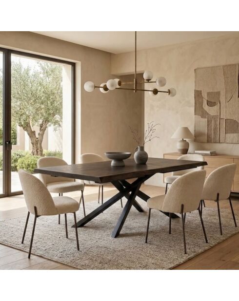 Table de salle à manger fixe en bois Udine 200 chêne traité thermiquement/noir - 200 x 100 x 76 cm