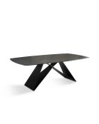 Table de salle à manger fixe en céramique Roma portoro/marbre noir - 220 x 110 x 76 cm