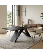 Table de salle à manger fixe en céramique Roma portoro/marbre noir - 220 x 110 x 76 cm