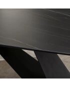 Table de salle à manger fixe en céramique Roma portoro/marbre noir - 220 x 110 x 76 cm
