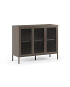 Buffet à 3 portes Piombino en métal et verre trempé moka - 121 x 40 x 90 cm