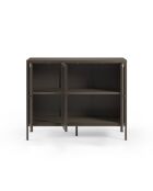 Buffet à 3 portes Piombino en métal et verre trempé moka - 121 x 40 x 90 cm