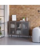 Buffet à 3 portes Piombino en métal et verre trempé moka - 121 x 40 x 90 cm
