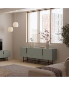 Buffet à 4 portes Anagni en stratifié structure métallique vert - 200 x 40 x 77,9 cm