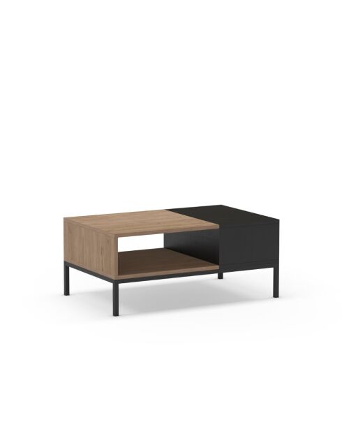 Table basse avec 2 étagères Sapri brun/noir - 90 x 56 x 40 cm