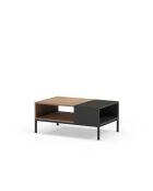 Table basse avec 2 étagères Sapri brun/noir - 90 x 56 x 40 cm
