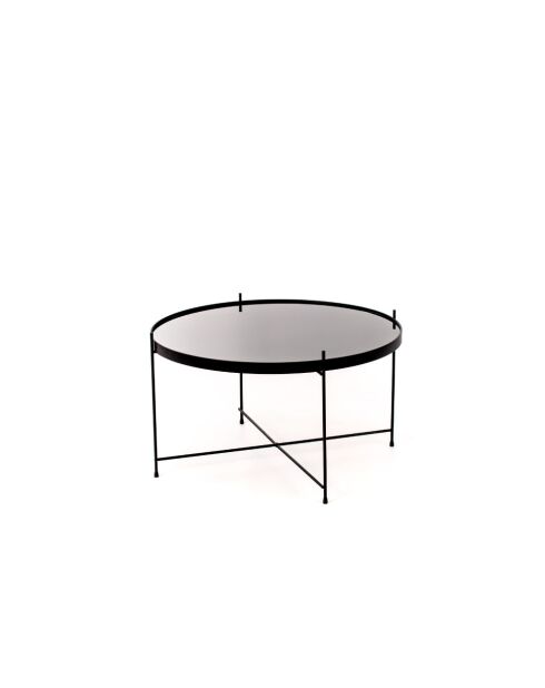 Table basse en verre trempé Bassano 70 fumée/noir - 70 x 70 x 40 cm