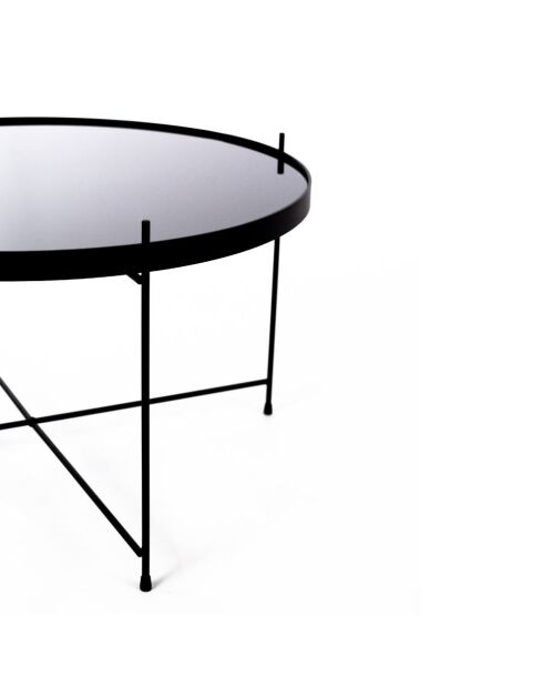Table basse en verre trempé Bassano 70 fumée/noir - 70 x 70 x 40 cm