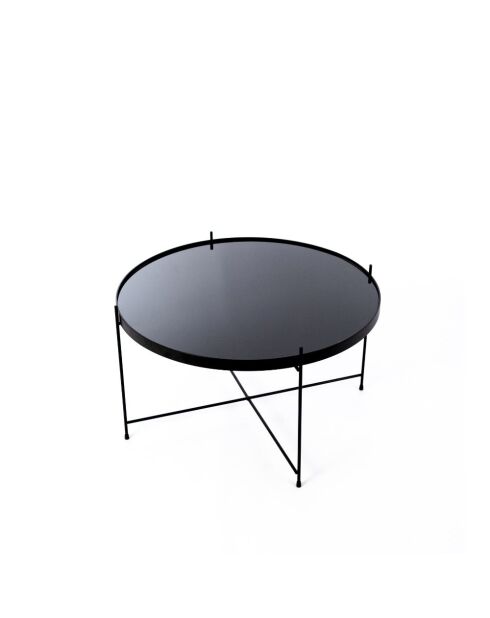 Table basse en verre trempé Bassano 70 fumée/noir - 70 x 70 x 40 cm