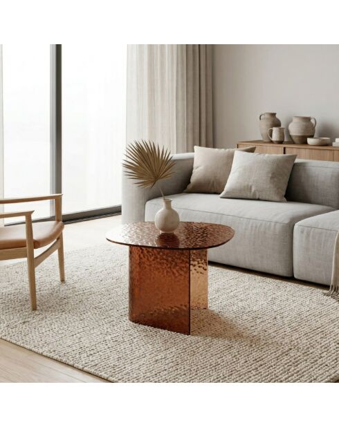 Table basse en verre martelé Murano 60 bronze - 60 x 60 x 44 cm