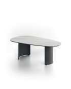 Table basse en verre Carrare céramique marbre blanc/anthracite - 100 x 55 x 35 cm