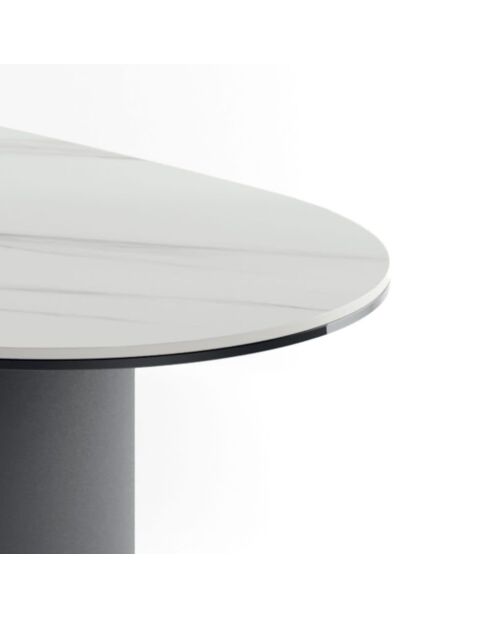 Table basse en verre Carrare céramique marbre blanc/anthracite - 100 x 55 x 35 cm
