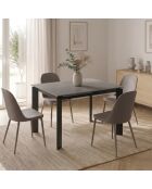 Table de salle à manger en céramique Como extensible marbre gris/anthracite - 120/170 cm