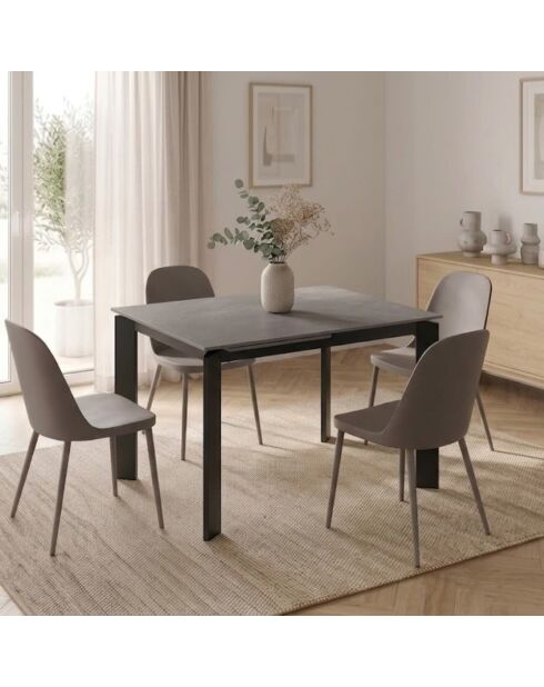 Table de salle à manger en céramique Como extensible marbre gris/anthracite - 120/170 cm