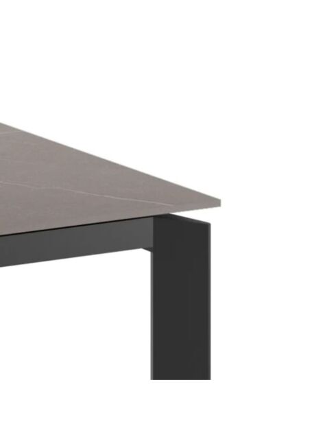 Table de salle à manger en céramique Como extensible marbre gris/anthracite - 120/170 cm