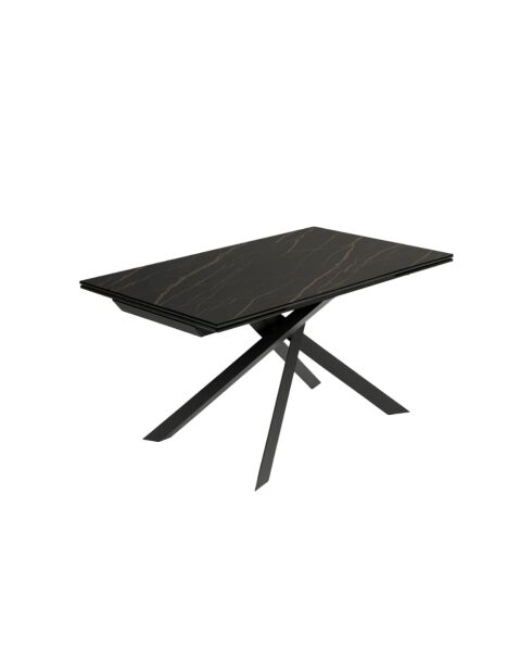 Table de salle à manger en verre Vicenza extensible portoro/marbre noir - 160/240 cm