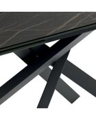 Table de salle à manger en verre Vicenza extensible portoro/marbre noir - 160/240 cm