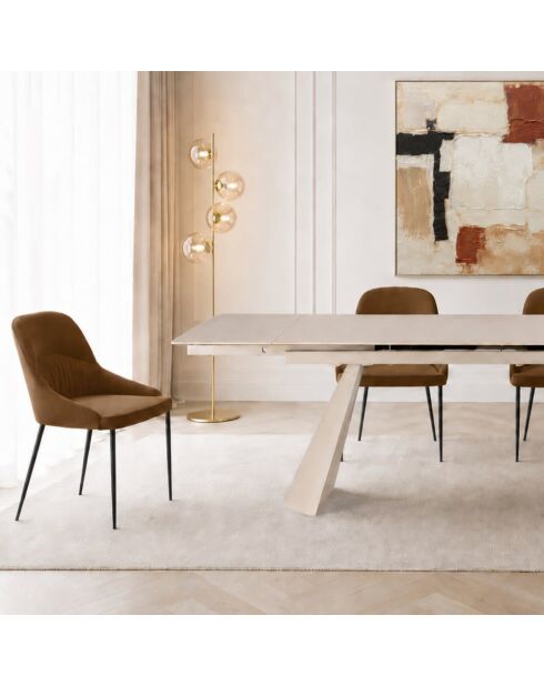 Table extensible en pierre frittée Parghelia crème - 180/260 cm