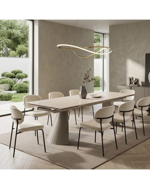 Table extensible en pierre frittée Parghelia crème - 180/260 cm