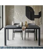 Table de salle à manger extensible en verre trempé Livourne gris - 122/182 cm