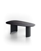 Table basse en verre Carrare céramique portoro/marbre noir - 100 x 55 x 35 cm