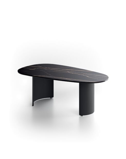 Table basse en verre Carrare céramique portoro/marbre noir - 100 x 55 x 35 cm