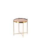 Table basse en verre trempé Bassano 38 bronze/laiton - 38 x 38 x 43 cm