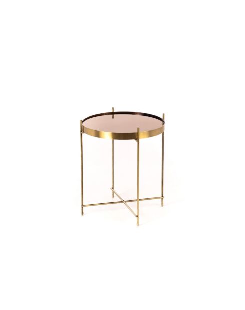 Table basse en verre trempé Bassano 38 bronze/laiton - 38 x 38 x 43 cm