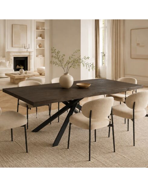 Table de salle à manger Udine 200 extensible chêne traité thermiquement/noir - 200/300 cm