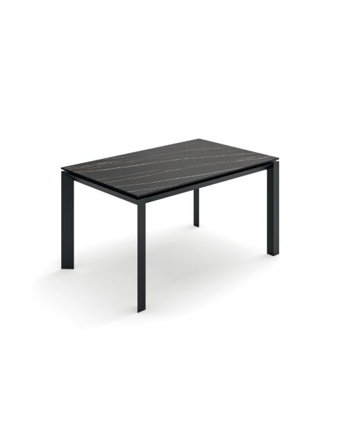 Table de salle à manger extensible en céramique Sestri portoro/marbre noir - 140/220 cm