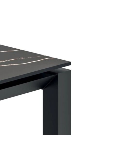 Table de salle à manger extensible en céramique Sestri portoro/marbre noir - 140/220 cm