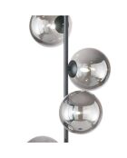 Lampadaire Surbo en métal avec quatre diffuseurs en verre noir - 28 x 28 x 160 cm