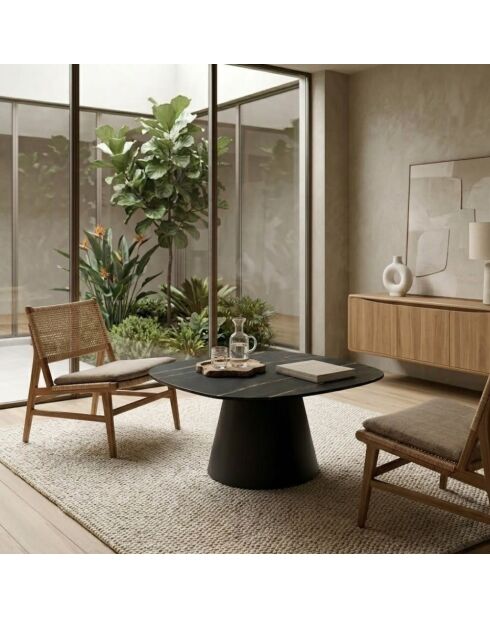 Table basse en céramique Verona 90 portoro/marbre noir - 90 x 90 x 45 cm