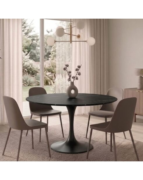 Table de salle à manger fixe en céramique Firenze 120 marbre noir - 100 x 100 x 76 cm