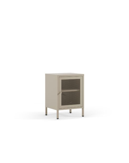 Table de chevet à 2 étagères Veroli en métal perforé sable - 40 x 35 x 60 cm