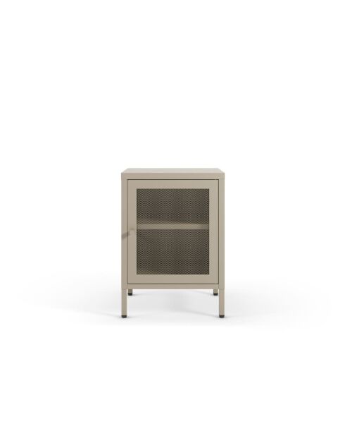 Table de chevet à 2 étagères Veroli en métal perforé sable - 40 x 35 x 60 cm