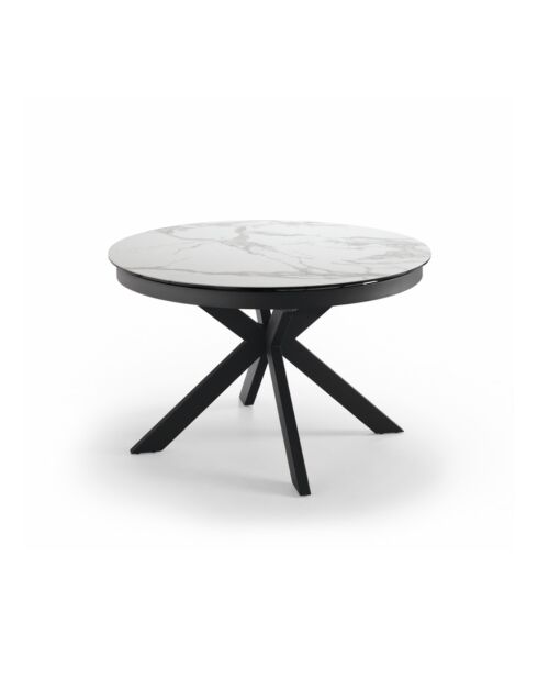 Table en céramique Savona marbre blanc/anthracite - 120 - 160 cm