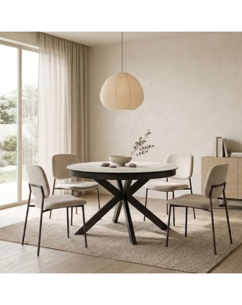 Table en céramique Savona marbre blanc/anthracite - 120 - 160 cm