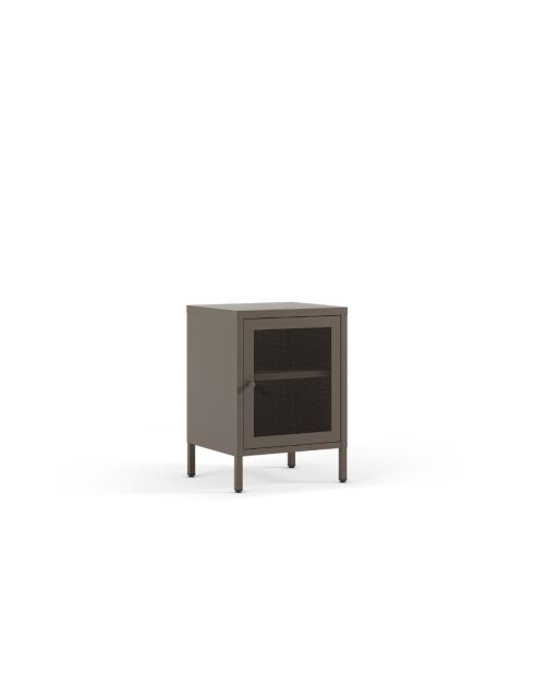 Table de chevet à 2 étagères Veroli en métal perforé moka - 40 x 35 x 60 cm