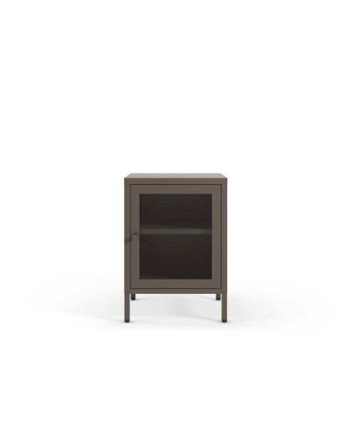 Table de chevet à 2 étagères Veroli en métal perforé moka - 40 x 35 x 60 cm