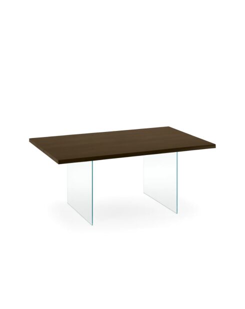 Table de salle à manger extensible en verre trempéTrieste 200 chêne traité thermiquement/transparent - 160/240 cm