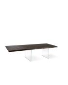 Table de salle à manger extensible en verre trempéTrieste 200 chêne traité thermiquement/transparent - 160/240 cm