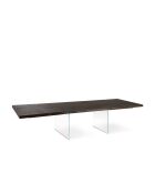 Table de salle à manger extensible en verre trempéTrieste 200 chêne traité thermiquement/transparent - 160/240 cm