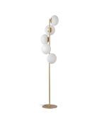Lampadaire en métal Vasto avec cinq diffuseurs en verre doré - 32,5 x 32,5 x 160 cm